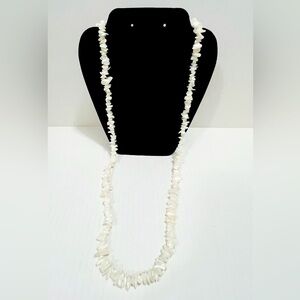 New White Shell Chip Necklace 18 inches long